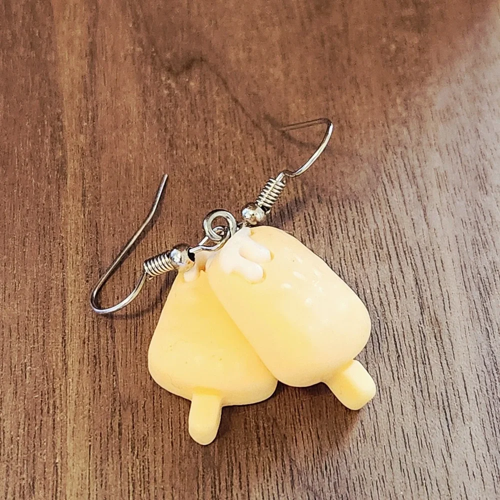 Yellow Popsicle Drip Earrings Resin Food Novelty Ice‎ Cream Summer Drop Jewelry